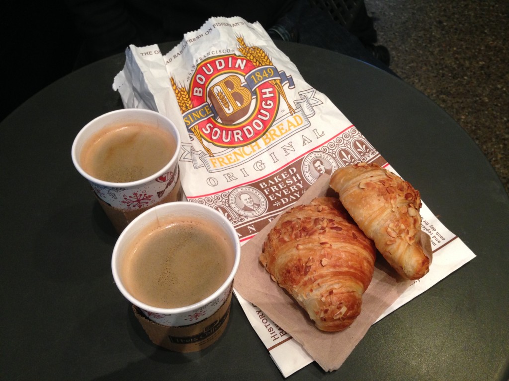 Coffee and almond croissants